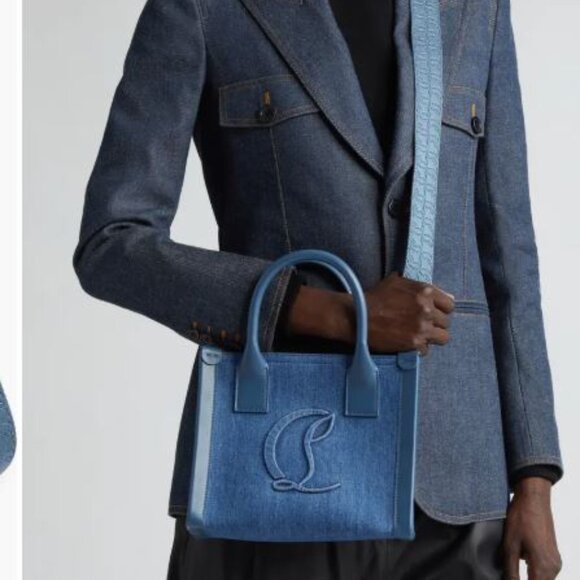 CHRISTIAN LOUBOUTIN By My Side Mini Denim Tote Shoulder Crossbody Bag - Picture 2 of 10